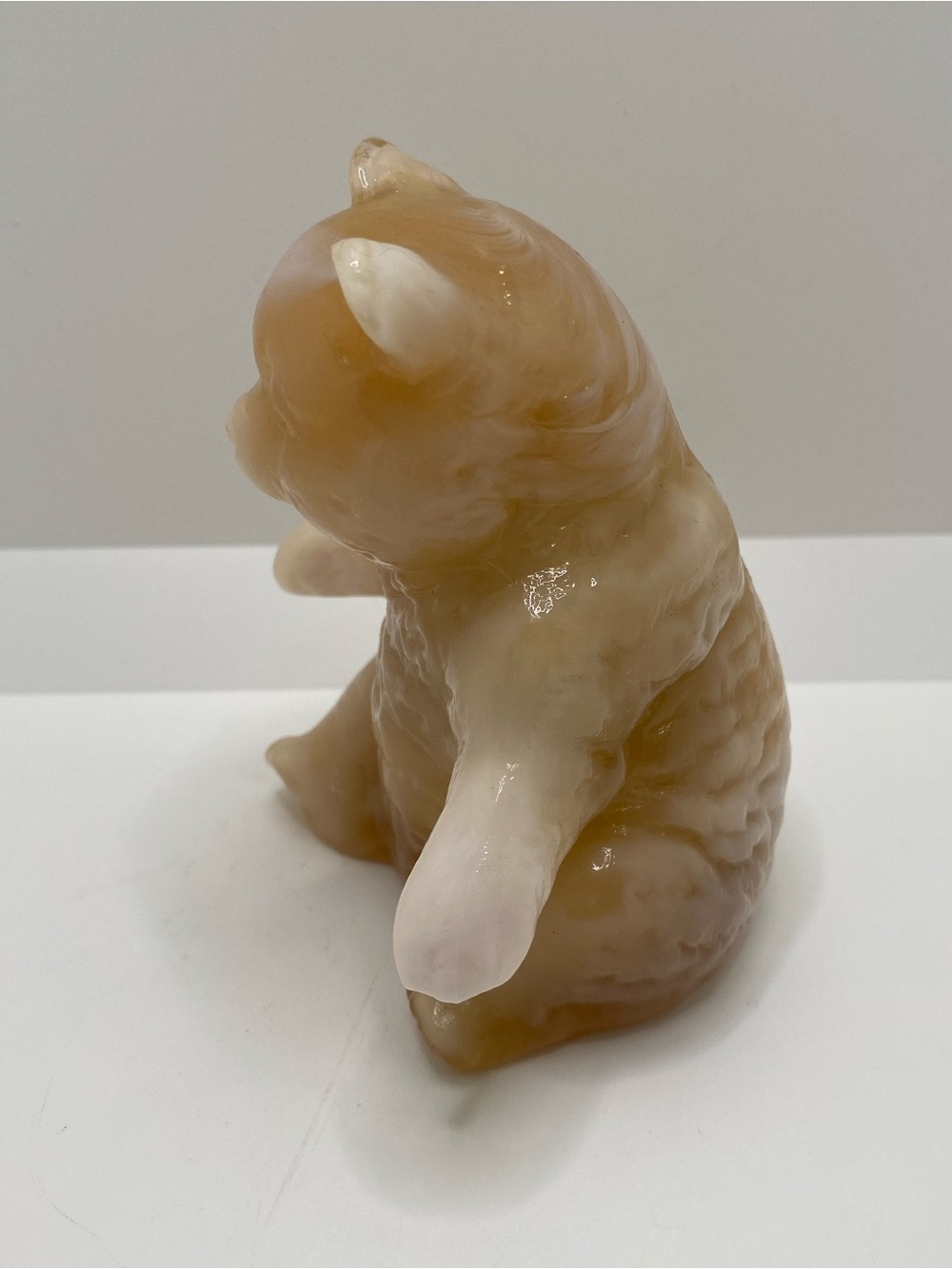 Vintage Mosser Caramel Peach Slag Glass Bear Figurine 3.75" Tall - Picture 4 of 7